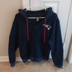 Patriots Kids Navy Blue Fleece Full Zip Hoodie with Red/White Accents/2 Pockets